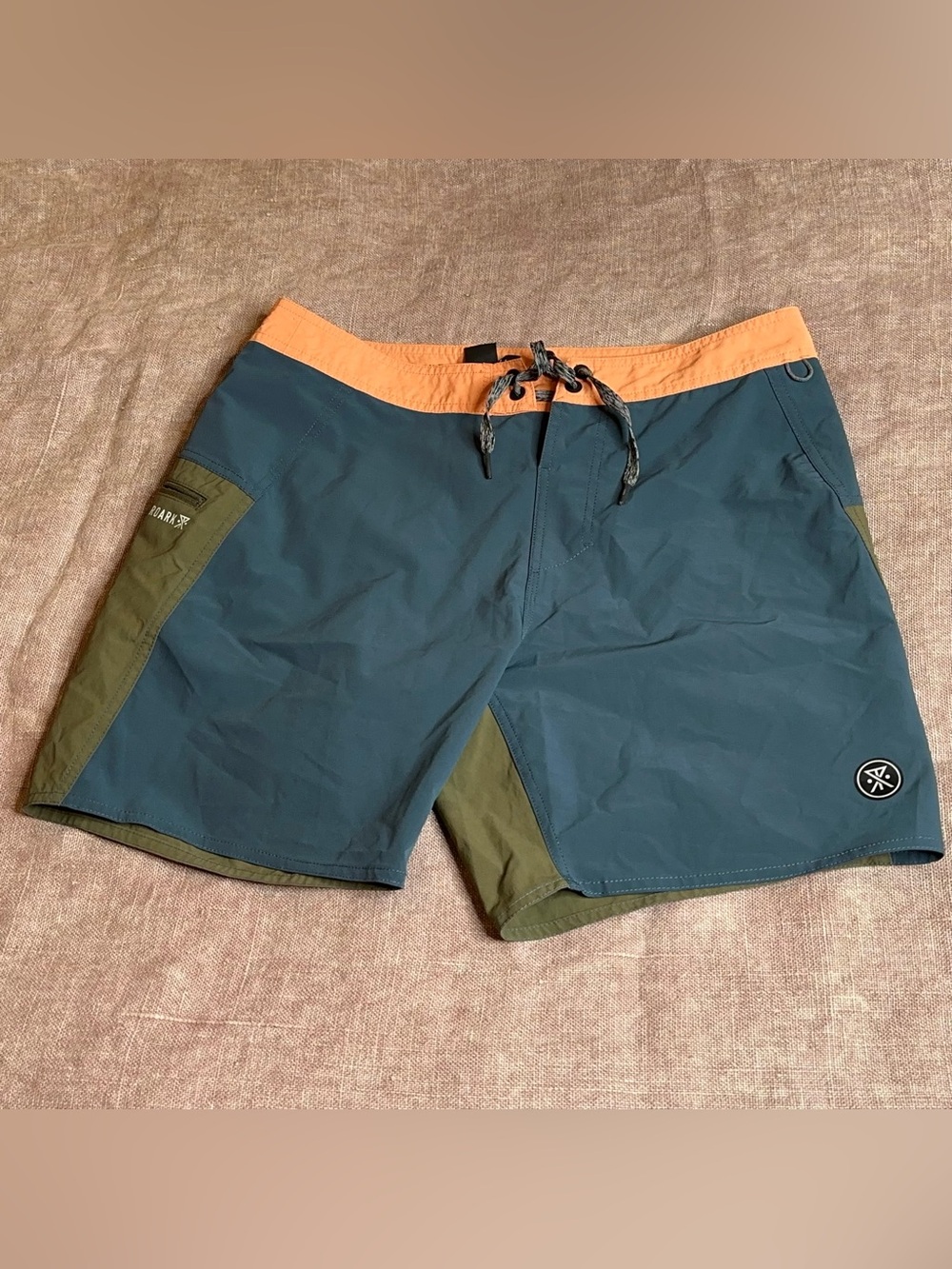 Roark Boatman Boardshorts Orange Blue Green Drawstring Waist Men's Size 32